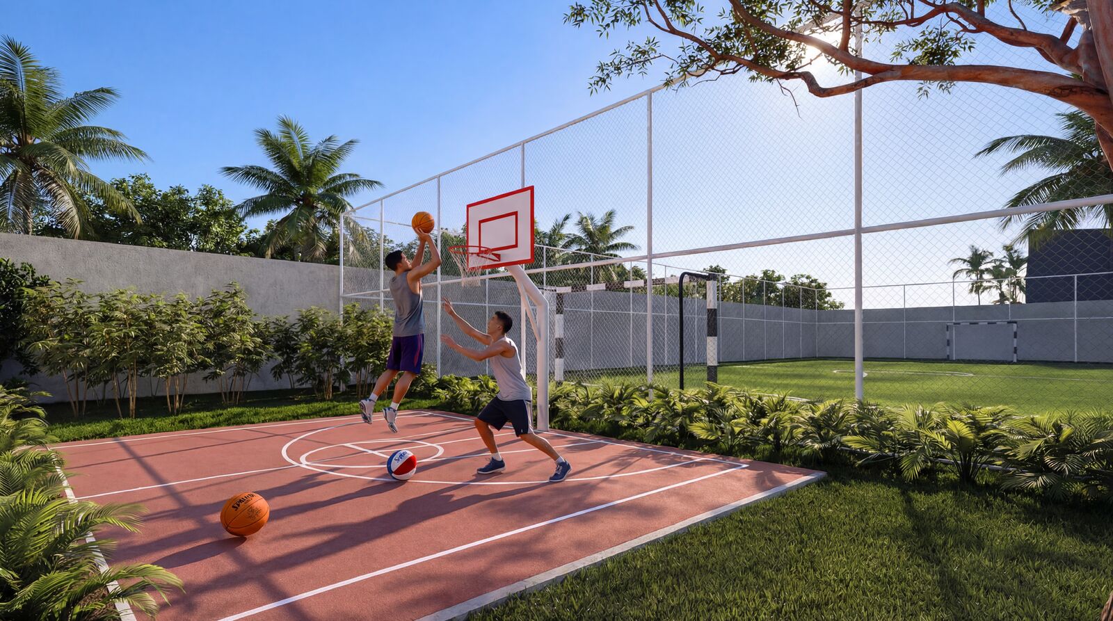 Mini quadra de basquete do condomínio